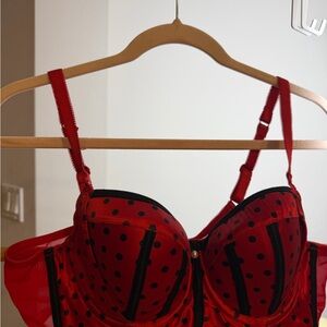 Red and Black Polka Dot Women's Bustier